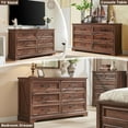 thumbnail image 5 of ACCOHOHO Farmhouse 6 Drawer Dresser, Rustic Wood Dresser Chest of Drawers for Bedroom，52'' Wide TV Stand with Large Drawers for Living Room， Brown, 5 of 6