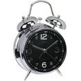 thumbnail image 1 of Reloj despertador de metal de 4" con dos campanas, fácil de configurar, con pilas, para viajes, de cuarzo, mecánico, para niños (negro), 1 of 5
