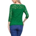 thumbnail image 3 of INSPIRAR CHIC Blusa de Encaje Floral de Manga 3/4 con Cuello Redondo S Verde, 3 of 6