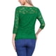 thumbnail image 3 of INSPIRAR CHIC Blusa de Encaje Floral de Manga 3/4 con Cuello Redondo S Verde, 3 of 6