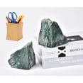 thumbnail image 3 of AMOYSTONE Heavy Sturdy Bookends | Natural Green Mica Stone 6-8LBS | Rustic Kitchen Shelf Organizer | Anti-Tip Design, 3 of 7