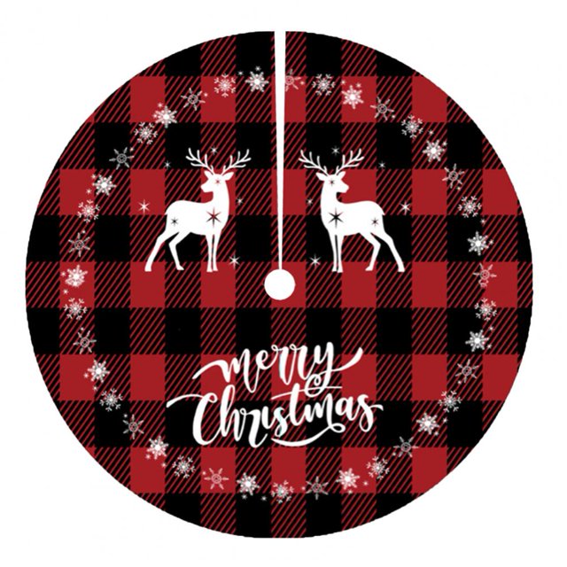 Falda de árbol de Navidad de dibujos animados, tapete de piso de Papá Noel, alce, muñeco de nieve, diseño de escena lavable, decoración de fiesta redonda, 90cm