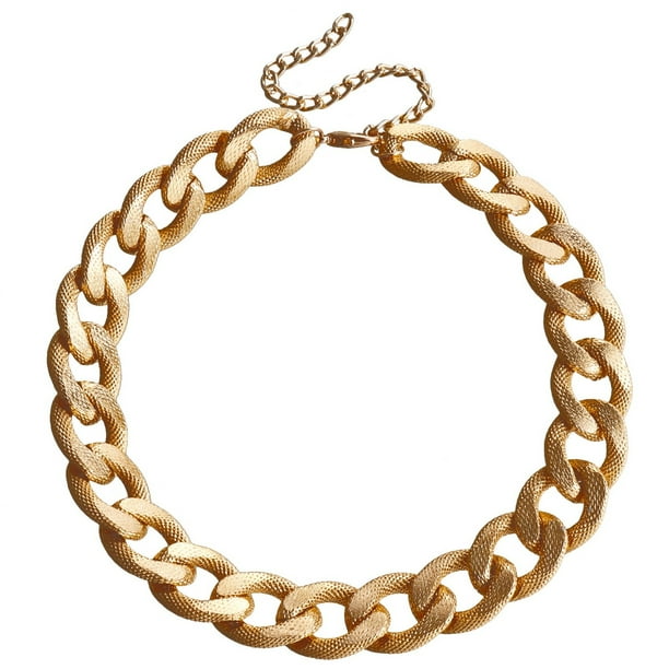 Collar de cadena gruesa de aluminio exagerada y geométrica para mujer, collar gargantilla de cadena escarchada cool