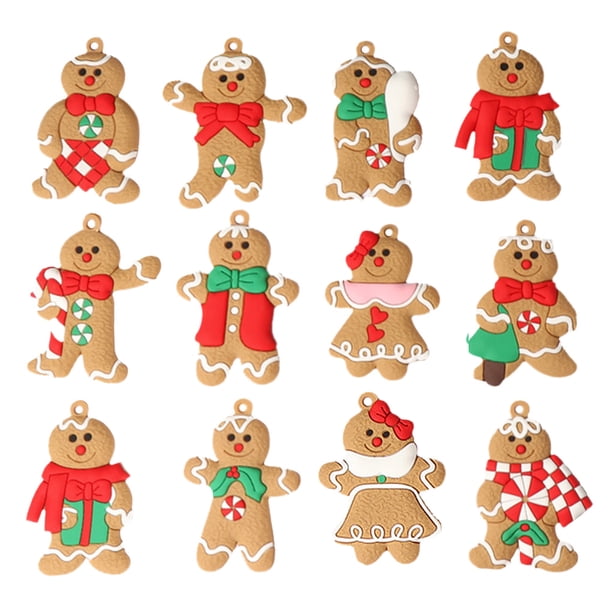 12 Uds. De adornos para árbol de Navidad de hombre de jengibre, herramientas de decoración para sala de estar de PVC, Festival, fiesta de año Kits de decoración para fiestas L juego de 12 A Naiovety HA001111-01
