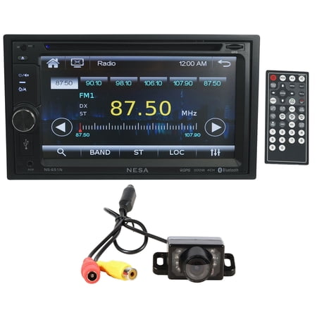 NESA NS-651N Bundle: 6.5 Inch Double DIN DVD Receiver with Bluetooth GPS and Android PhoneLink, Rockville RBC1 Backup Camera, 2-items