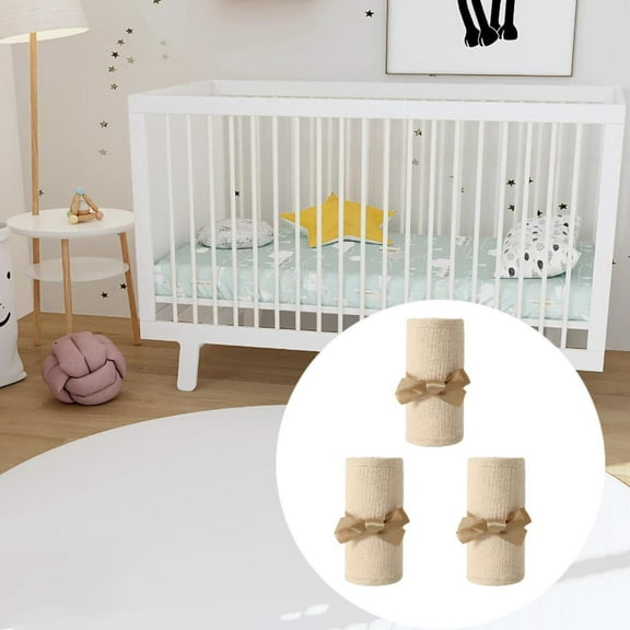 Funda de cuna,Algodón Protector de cuna borde envolvente anticolisión,Barandilla de cerca de cama Funda de cuna transpirable,Protector de muebles Tiras protectoras de borde de Caqui
