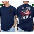 thumbnail image 4 of He Loves Jesus and America Too T-Shirt – Christian Patriotic Flag Tee for Men of Faith and Country Pride, 4 of 6