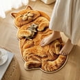 thumbnail image 3 of Cute Cat Rug Featuring Orange Feline Design, Soft Faux Rug for Cozy Floor Comfort, Animal Rug for Bedroom & Nursery Decor, Pink Fluffy Rug Ideal for Student Room Accents, Adorable, 3 of 5