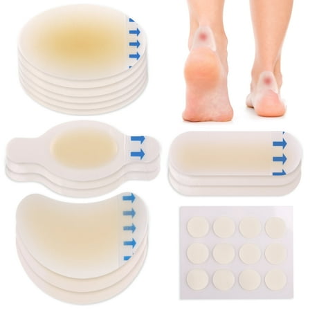 LotFancy Blister Bandages, 15 Blister Pads and 12 Acne Patches, 4 Size Blister Prevention for Heel