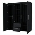 thumbnail image 4 of Chests & Wardrobes, Modern Black 2-Door Armoire with 2 Drawers & 6 Shelves | Wenge | Wood, 4 of 6