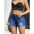 thumbnail image 6 of jinghuiyue Women’s Casual High Waisted Denim Shorts Stretchy Frayed Raw Hem Ripped Jeans Shorts L, 6 of 7