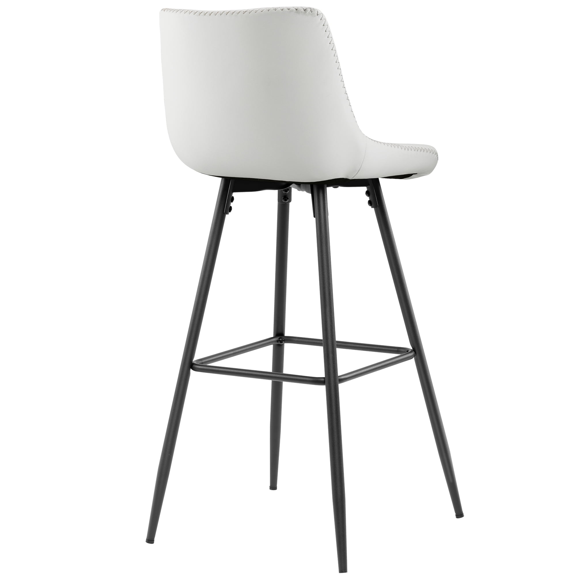 COOLHUT 24 Inch Bar Stools Set of 3, Counter Height Bar Chair with Footrest, Upholstered Faux Leather Bar Chair, Counter Stools with Sturdy Metal Legs, White