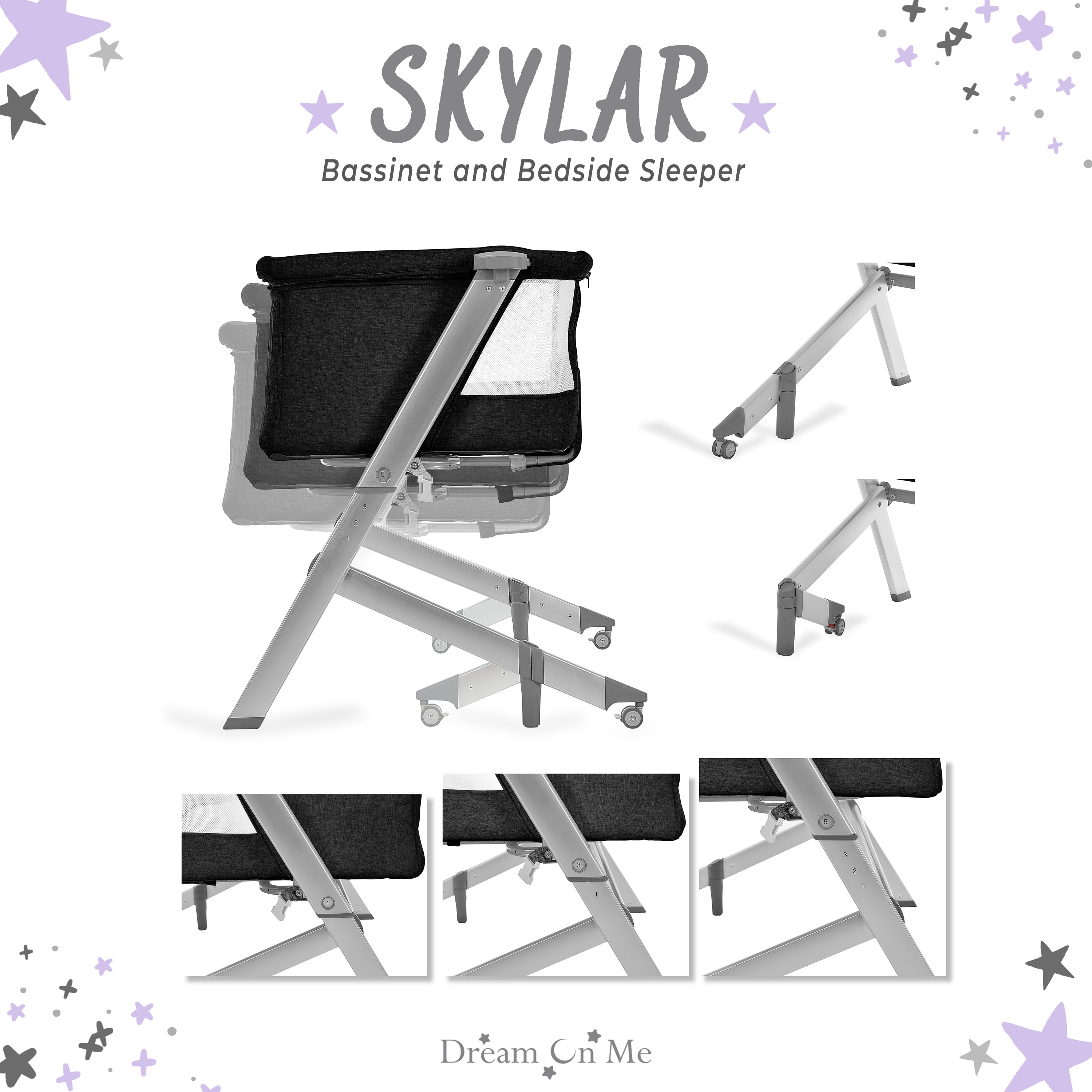 Dream On Me Skylar Bassinet and Bedside Sleeper, JPMA