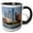 Black/White, variant on 3drose, Uae, Abu Dhabi. Skyline and Beach., 11oz Two-tone Green Mug