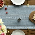 thumbnail image 4 of Sm:)e Linen Table Runner for Dining Table 13 x 72 Inch Light Blue Burlap Linen Style Rustic Farmhouse Kitchen Dining Room Decoraton, 4 of 7