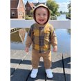 thumbnail image 4 of Conjunto de otoño para niño y niña: camisa con capucha a cuadros, chaqueta y pantalón deportivo., 4 of 9