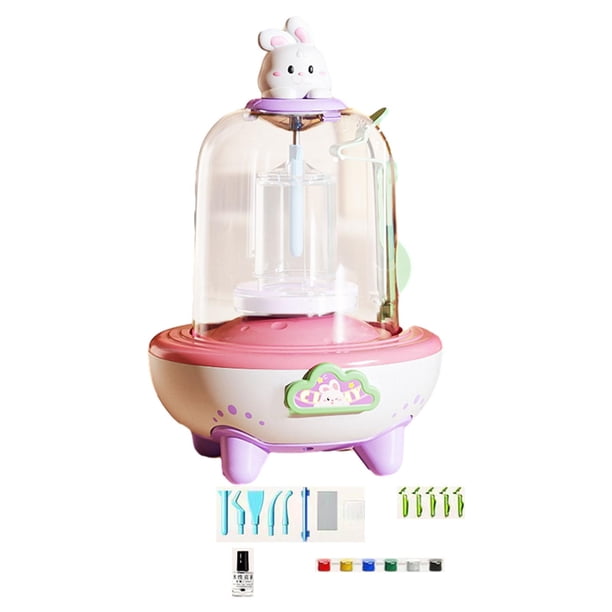 Máquina de cerámica eléctrica para niños, kit de manualidades para niños, ligera, versátil, USB Rosa