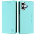 thumbnail image 2 of Wallet Case For iPhone 17 6.3inch, [RFID Blocking] PU Leather Magnetic Folio with 2 Card Slot Kickstand Flip Cover Shockproof Phone Case,Mint Green,For iPhone 17, 2 of 8