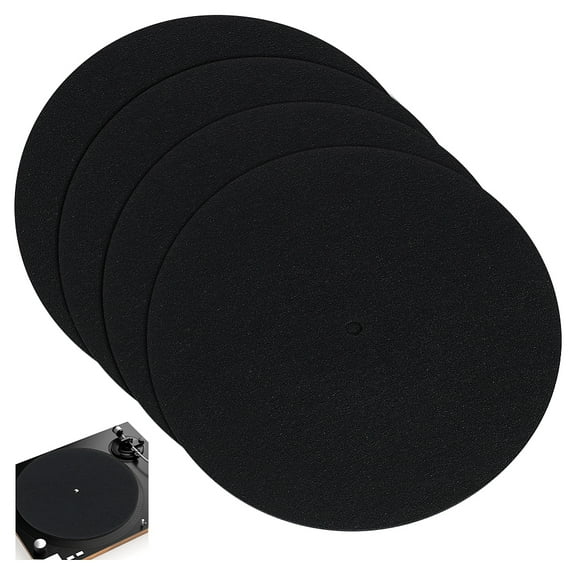 4 pc 4 Pcs Turntable Platter Mat 12 Inch Felt Record Player 3mm Mat Turntable Slipmat Mat Vinyl Record Player Mat for Home Record Players Black