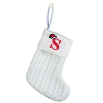 JeashCHAT 7 Inches Mini Cute Knitted Christmas Stocking Initial Monogram EmbroideWhite Xmas Stockings for Christmas Decorations Holiday Party Gift, White, Letter S