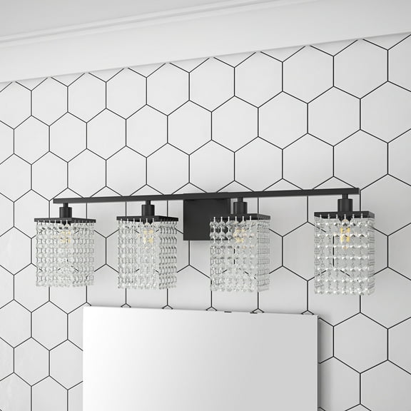 Aiwen Stylish 4-Light Dimmable Vanity Light Crystal Glass Shade Wall Sconce