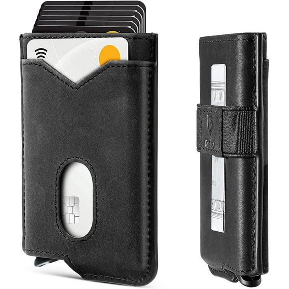 HAHDAXIA Slim Men's Wallet, Hide & Seek wallet for men, Genuine Leather, Cowhide Minimalist Bifold wallets RFID Blocking With Gift Box, Black, Slim