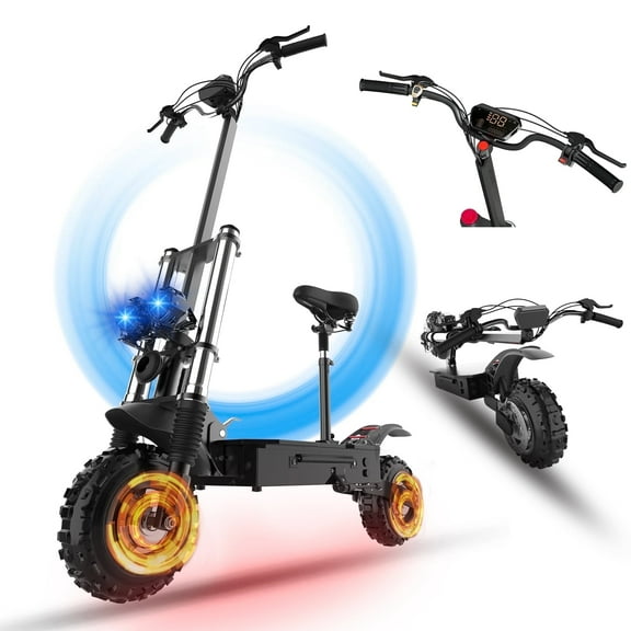 Mebike Dual Motor Electric Scooter for Adults ,53MPH &53 Miles Long Range ,72V 6000W E Scooter with Seat