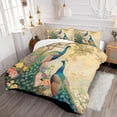 thumbnail image 2 of Pavo real Juego de cama Floral Pavos reales Funda Nórdica King Beatuiful Animales, 2 of 6