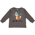 thumbnail image 3 of Inktastic Let It Snow Cute Orange Fox in Hat and Scarf Boys or Girls Long Sleeve Toddler T-Shirt, 3 of 5