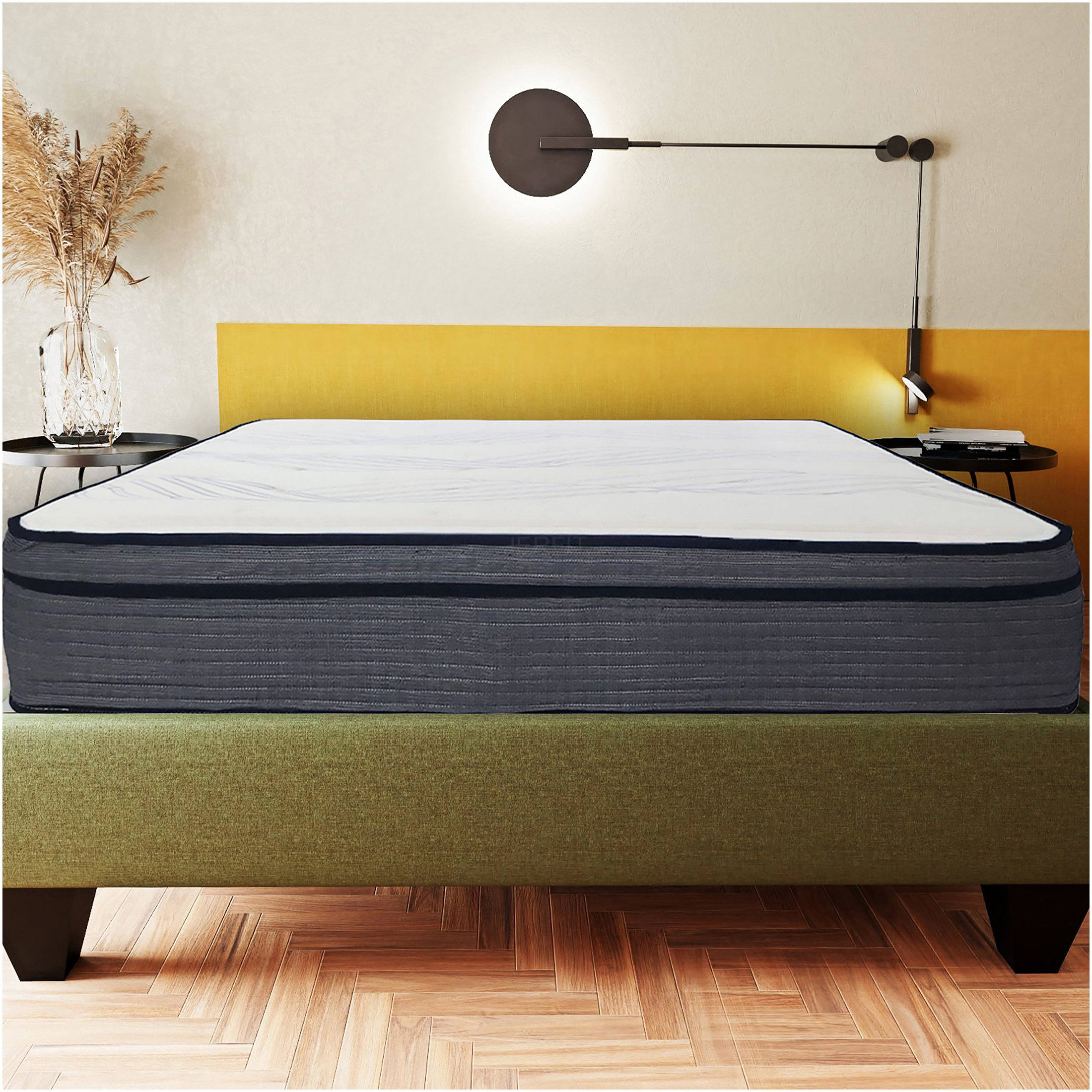 JERFIT 14 Inch King Hybrid Mattress, CertiPUR-US Certified, Medium Firm, Cooling Gel Memory Foam & Pocket Springs for Edge Support, Motion Isolation, Pressure Relief
