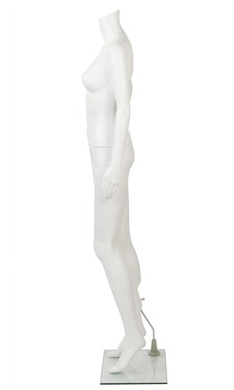SSWBasics Female Headless White Plastic Mannequin - Bent Arm - Height 5'4" -With Base