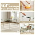 thumbnail image 2 of 63" Rectangular Glass Dining Table for 4-6 Persons with Clear Tempered Glass Top & Plated Metal Legs, Modern Kitchen Table for Dining Room, Home Office, Meeting, 2 of 6