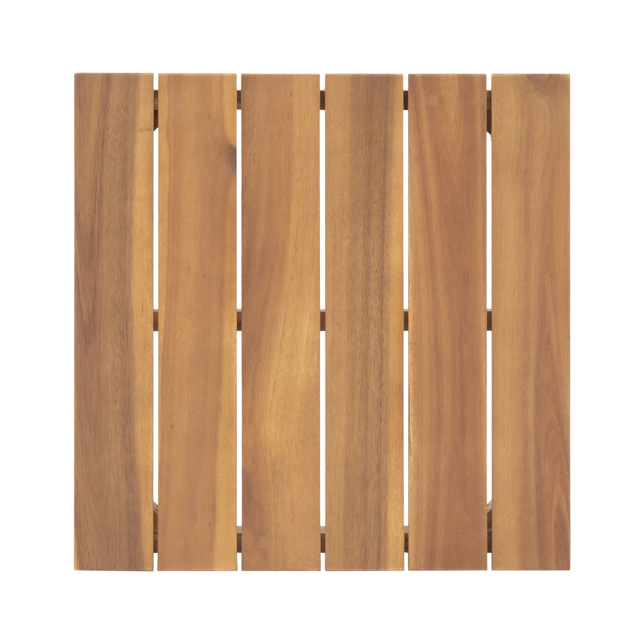 Outdoor Square Accent Side Table, Acacia Wood Leisure Decoration Table for Patio Garden, Teak