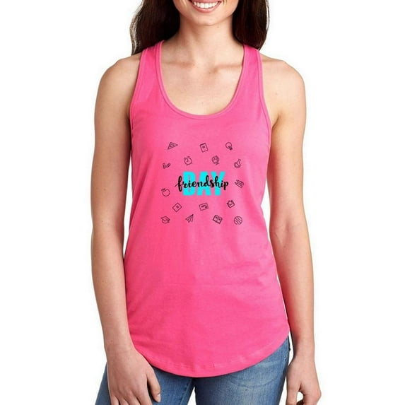 Friendship Day Aqua Bold Text Racerback Tank Women -Image by Shutterstock, Female XX-Large