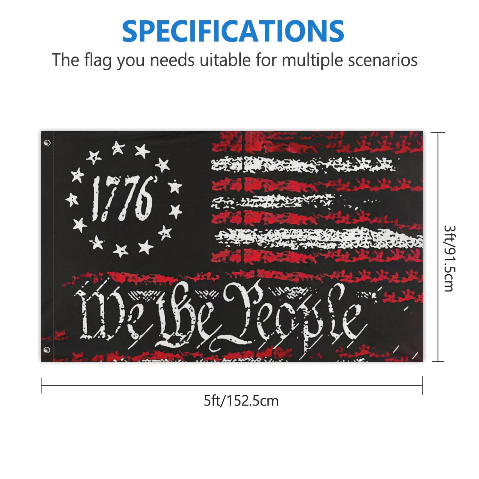 We ThePeople 1776Flag 3x5 Ft Outdoor Double Sided 13 Star American Vintage USA BetsyRoss Flags Banner Polyester Fabric with 2 Brass Grommets for Outside Indoor Patriotic-Decorative