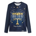 thumbnail image 4 of Wancir Happy Hanukkah Women's Long Sleeve Shirts O Neck T-Shirt Casual Loose Tops for Women, 4 of 4