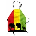 thumbnail image 1 of Silhouette Apron, Savannah Fauna Trees Family on Flag, Unisex Kitchen Bib with Adjustable Neck for Cooking Gardening, Adult Size, Yellow Lime Green, by Ambesonne, 1 of 4