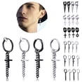 thumbnail image 2 of 4PCS Huggie Earrings Creative Chain Cross Hinged Earrings Hoop Earrings, 2 of 10