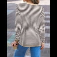 thumbnail image 4 of Suéter de Punto Suave A Rayas para Mujer, Camisa Holgada con Bolsillo en el Pecho. Cafetería de Leche L, 4 of 5