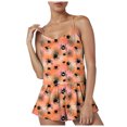 thumbnail image 5 of Cdudpw Cute Pajamas for Women Halloween Print Top and Shorts Pj Set Two Piece Pajama Set Sleepwear Sleep Outfits(T144-Orange), 5 of 6