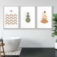 thumbnail image 3 of IDEA4WALL Framed Wall Art Print Set Potted Plant with Eye & Green Spirals Geometric Flower Illustrations Modern Art Rustic Colorful for Living Room, Bedroom, Office - 24"x36"x3 White, 3 of 5