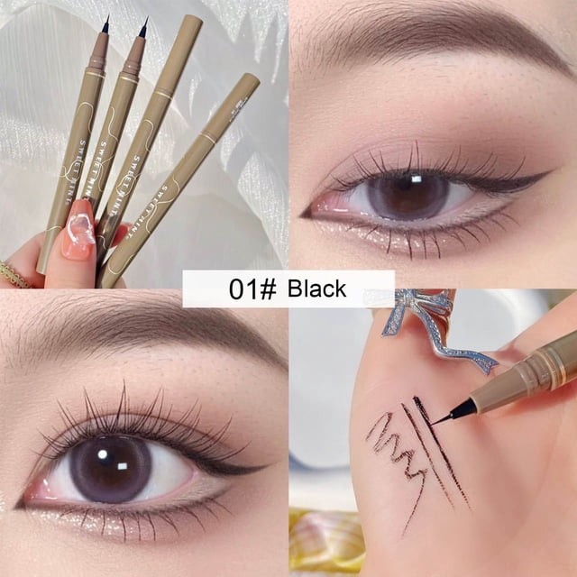 Fiudx Delineador de Ojos Líquido, de Secado Rápido, Incoloro, Resistente Al Sudor, Punta Ultrafina de Precisión, Ideal para Uso Diario, Ideal para Amantes Del Maquillaje, Tamaño Práctico de 3 Ml.