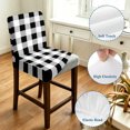 thumbnail image 4 of Black White Buffalo Check Bar Stool Cover Set of 2, Farmhouse Plaid Modern Geometric Stretch Bar Chair Cover, Removable Washable Pub Counter Stool Chair Slipcover for Kitchen Dining Room Pub Cafe, 4 of 9