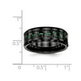 thumbnail image 2 of Ceramic Black with Green Carbon Fiber Beveled Edge Wedding Band Ring, 2 of 4