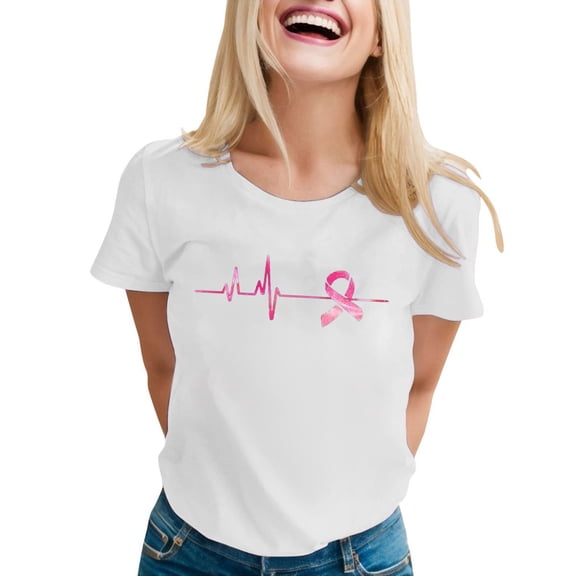 XIAOCHA Inspirational Cancer Awareness Ribbon T-Shirt for Women Support Graphic Tee Short Sleeve Blouse Top