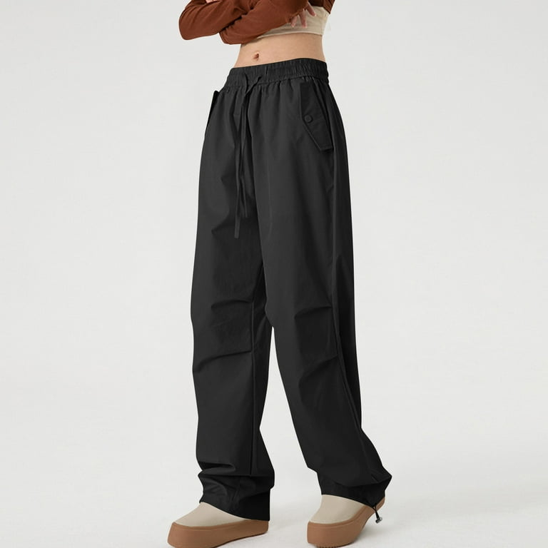 Ladies Waterproof Outdoor Pants Drawstring Elastic High Waist