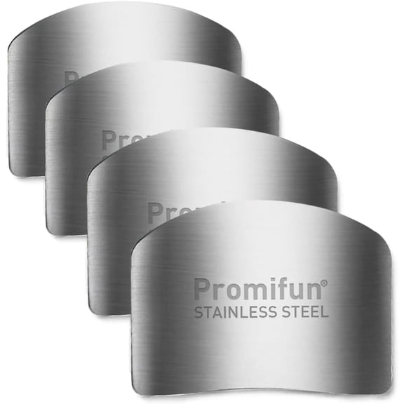 Promifun Finger Guards for Cutting Stainless Steel Finger Protector Kitchen Food Slicing in Kitchens,4 Pcs,Silver
