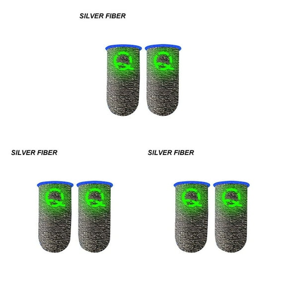 tamizeot Luminous Non -slip Finger Sleeve Press Touch Screen Sweatproof PUBG Mobile Games Screen Silver Fiber Glove for iphone11 X No.04 3Set