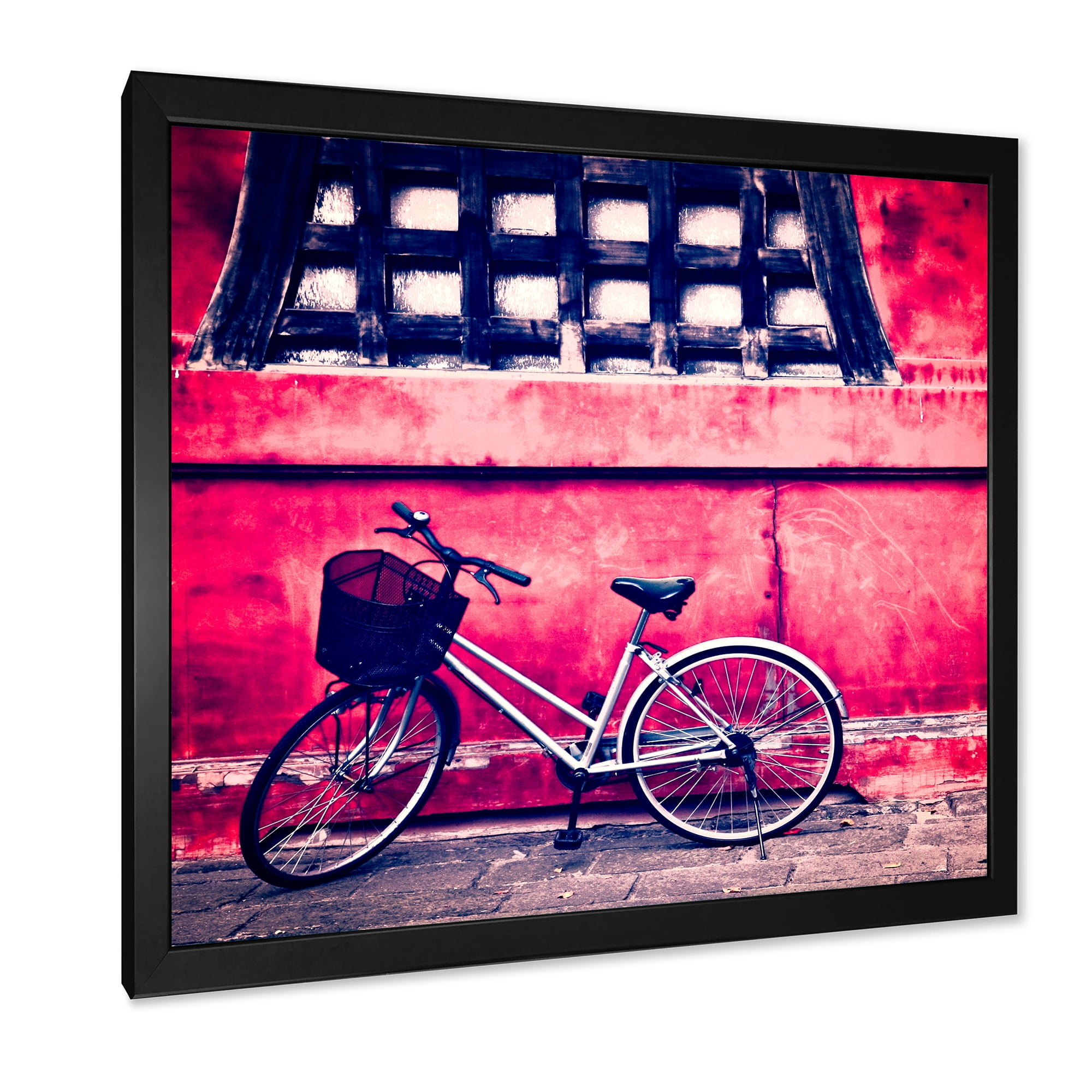 Designart 'Bicycle By Oriental Zozoji Temple Tokyo' Vintage Framed Art Print