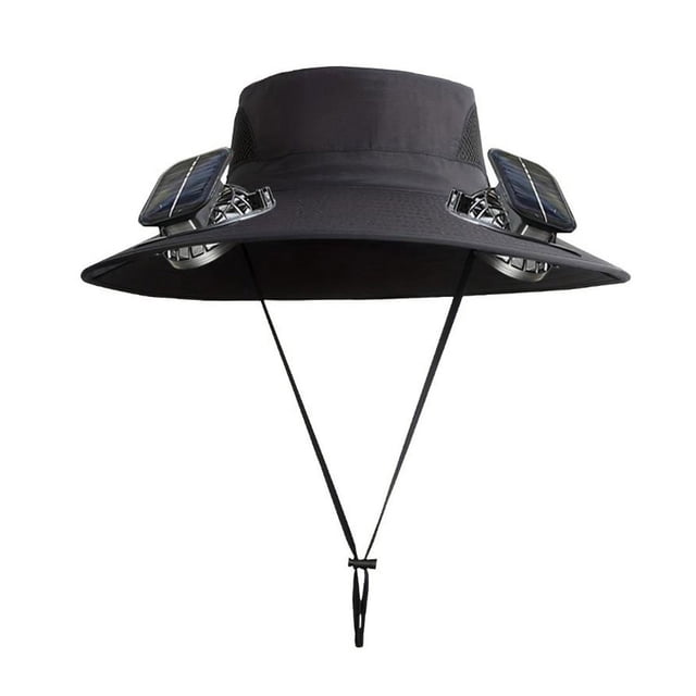Ohufall Men Solar Powered Fan Hat Outdoor Fishing Sun Hat With Built In Cooling Fan
